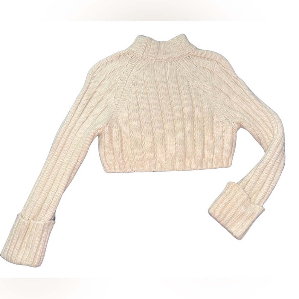 Women's Cream Ribbed Sweater